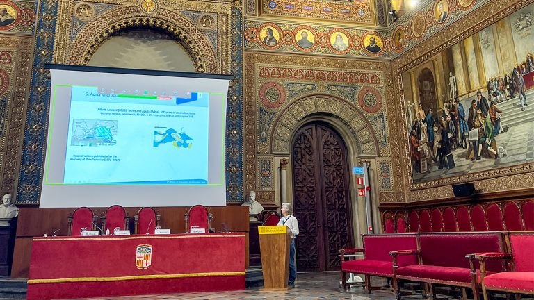Jaume Vergés presenting at the MedGU General Assembly in Barcelona.