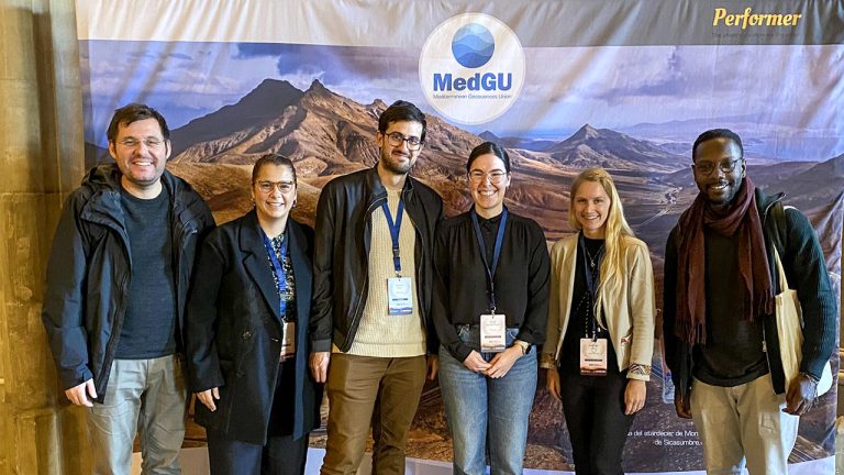 (From left to right) Kaan Hakan Çoban, Helena Seivane, Samuel Jorde, Pilar Sánchez, Sabrina Keil and Malcon Celorio at the MedGU General Assembly.